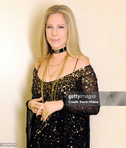 Barbra Streisand poses backstage at the 85th Annual Academy Awards at the Dolby Theatre on February 24, 2013 in Hollywood, California. The Donna...