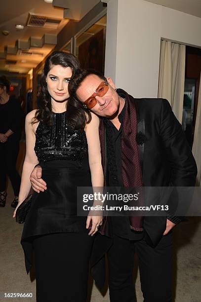 Actress Eve Hewson and singer Bono attend the 2013 Vanity Fair Oscar Party hosted by Graydon Carter at Sunset Tower on February 24, 2013 in West...