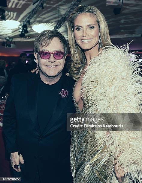 An alternate view of Sir Elton John and model Heidi Klum at the 21st Annual Elton John AIDS Foundation Academy Awards Viewing Party at West Hollywood...