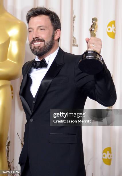 Actor-producer-director Ben Affleck, winner of the Best Picture award for "Argo," poses in the press room during the Oscars held at Loews Hollywood...