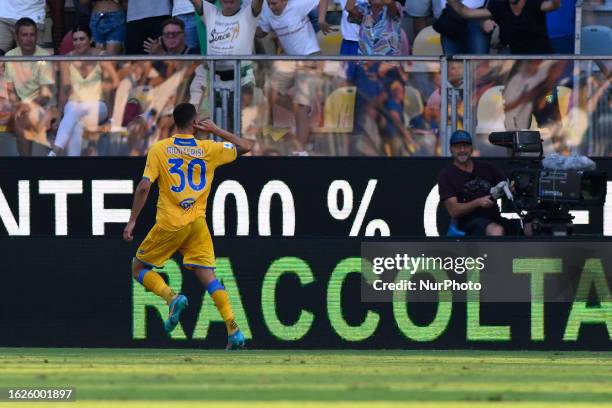 Ilario Monterisi of Frosinone Calcio celebrates after scoring 2-0 during the 2nd matchday of Serie A between Frosinone Calcio - Atalanta Bergamasca...