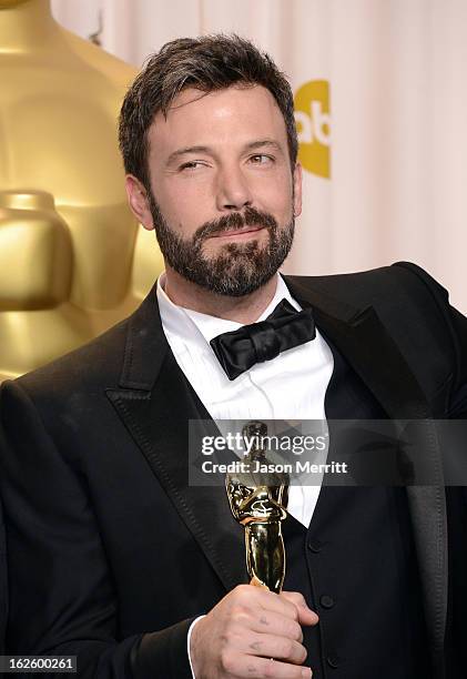 Actor-producer-director Ben Affleck, winner of the Best Picture award for "Argo," poses in the press room during the Oscars held at Loews Hollywood...