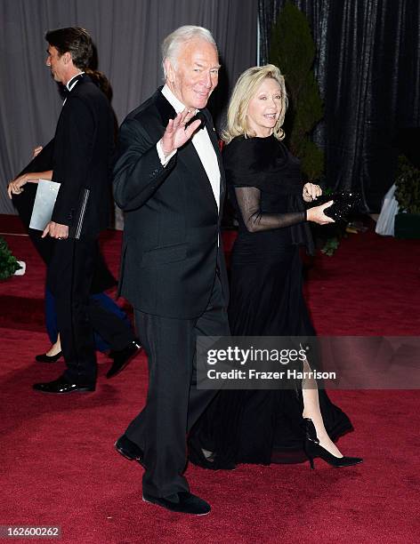 Actor Christopher Plummer and wife Elaine Taylor departs the Oscars at Hollywood & Highland Center on February 24, 2013 in Hollywood, California.