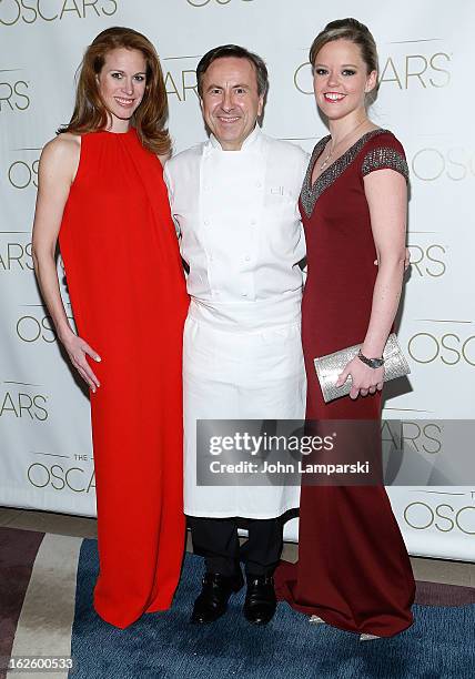 Lindsay Bress, Chef Daniel Boulud and Katherine Gage attend the 85th Academy Awards Official New York City Viewing Party at Daniel on February 24,...