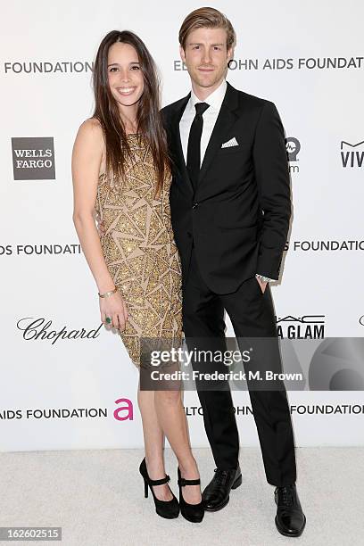 Model Chelsea Tyler and actor Jon Foster arrive at the 21st Annual Elton John AIDS Foundation's Oscar Viewing Party on February 24, 2013 in Los...