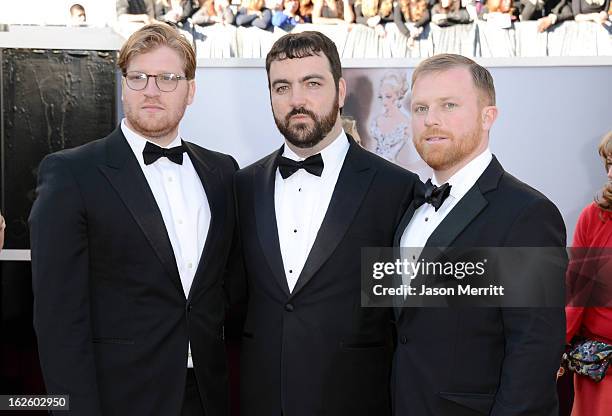 Producer Dan Janvey, Josh Penn, and Michael Gottwald arrive at the Oscars at Hollywood & Highland Center on February 24, 2013 in Hollywood,...