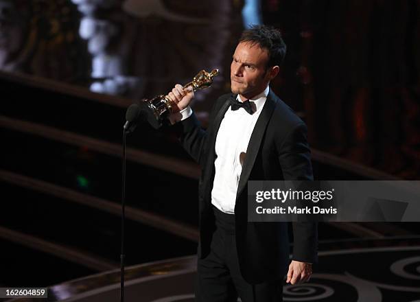 Writer Chris Terrio accepts the Best Writing - Adapted Screenplay for 'Argo' onstage during the Oscars held at the Dolby Theatre on February 24, 2013...