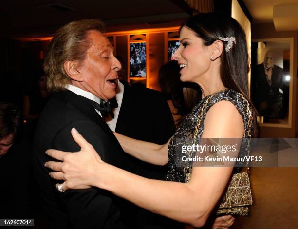 Valentino Garavani and Sandra Bullock attend the 2013 Vanity Fair Oscar Party hosted by Graydon Carter at Sunset Tower on February 24, 2013 in West...