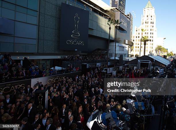 General view during red carpet arrivals at the Oscars held at Hollywood & Highland Center on February 24, 2013 in Hollywood, California.