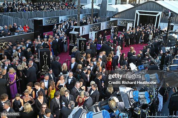 General view of the arrivals at the Oscars held at Hollywood & Highland Center on February 24, 2013 in Hollywood, California.