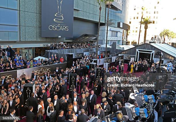 General view of the arrivals at the Oscars held at Hollywood & Highland Center on February 24, 2013 in Hollywood, California.