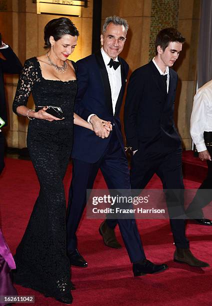 Actor Daniel Day-Lewis , winner of the Best Actor award for 'Lincoln', and Rebecca Miller depart the Oscars at Hollywood & Highland Center on...