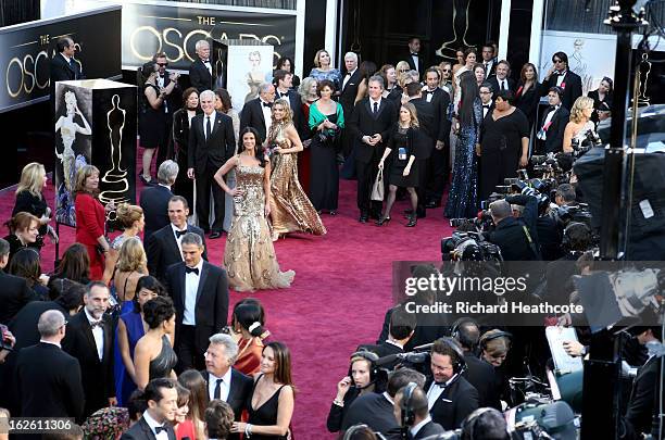 Actress Catherine Zeta-Jones arrives at the Oscars held at Hollywood & Highland Center on February 24, 2013 in Hollywood, California.
