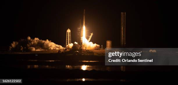 S SpaceX Crew-7 mission lifts off from Launch Complex 39A at the Kennedy Space Center, on Saturday, Aug. 26, 2023. NASA astronaut Jasmin Moghbeli,...