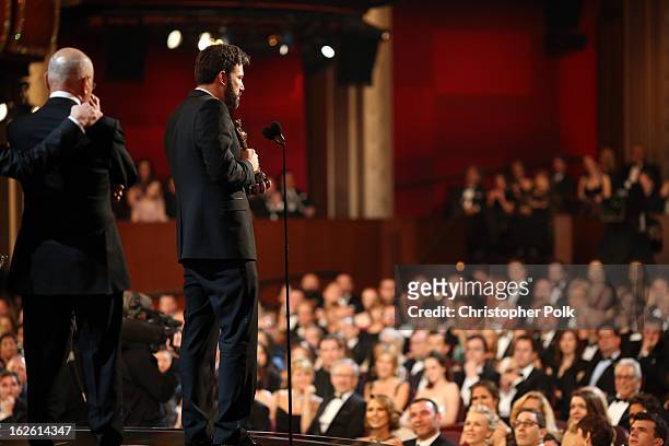 Actor/director Ben Affleck accepts the award for Best Motion Picture of the Year for Argo onstage during the Oscars held at the Dolby Theatre on...