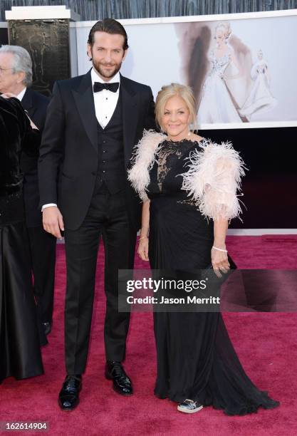 Actor Bradley Cooper and mother Gloria Cooper arrive at the Oscars at Hollywood & Highland Center on February 24, 2013 in Hollywood, California.