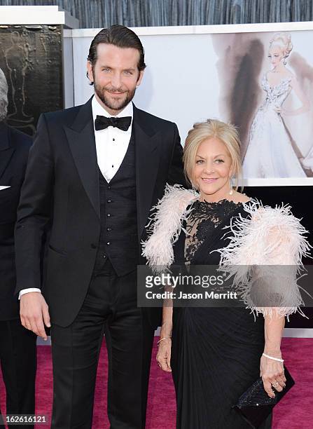Actor Bradley Cooper and mother Gloria Cooper arrive at the Oscars at Hollywood & Highland Center on February 24, 2013 in Hollywood, California.