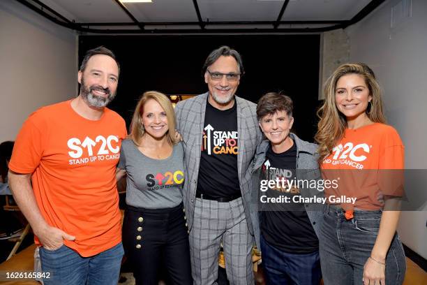 In this image released on August 19, Tony Hale, SU2C Council Co-Founder Katie Couric, Jimmy Smits, Tig Notaro and Maria Menounos attend the Stand Up...