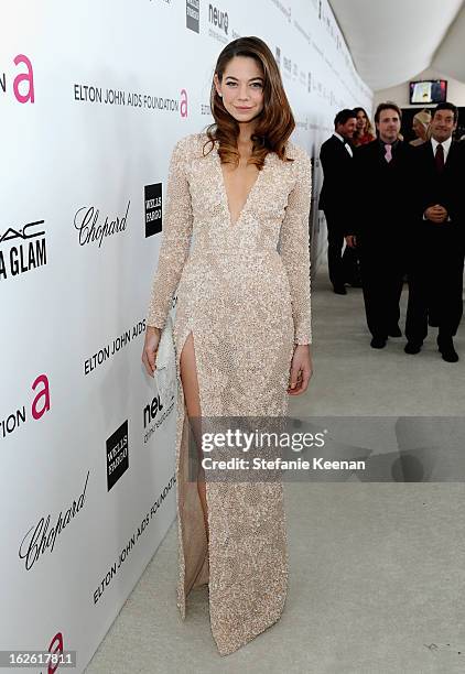 Actress Analeigh Tipton attends Chopard at 21st Annual Elton John AIDS Foundation Academy Awards Viewing Party at West Hollywood Park on February 24,...