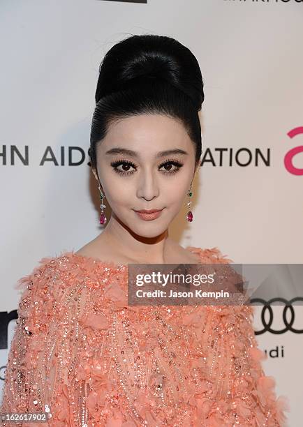 Actress Fan Bingbing attends the 21st Annual Elton John AIDS Foundation Academy Awards Viewing Party at West Hollywood Park on February 24, 2013 in...