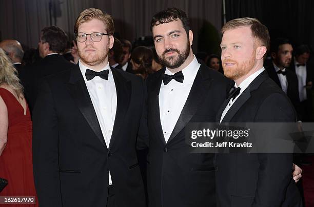 Dan Janvey, Josh Penn and Michael Gottwald arrive at the Oscars at Hollywood & Highland Center on February 24, 2013 in Hollywood, California.