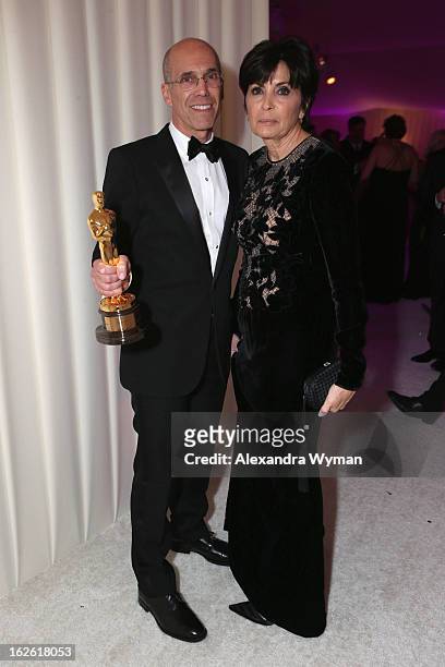 Of DreamWorks Animation Jeffrey Katzenberg and Marilyn Katzenberg attend the 21st Annual Elton John AIDS Foundation Academy Awards Viewing Party at...
