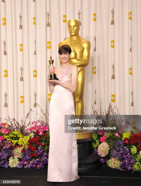 Actress Anne Hathaway arrives to the 85th Annual Academy Awards Press Room held at Hollywood & Highland Center on February 24, 2013 in Hollywood,...