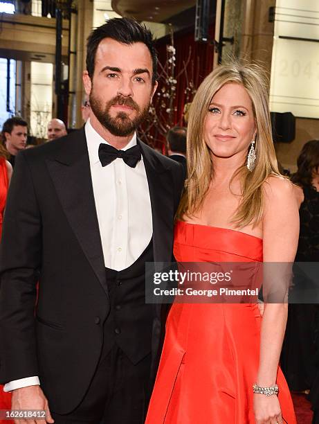 Writer/Actor Justin Theroux and Actress Jennifer Aniston arrive at the Oscars at Hollywood & Highland Center on February 24, 2013 in Hollywood,...