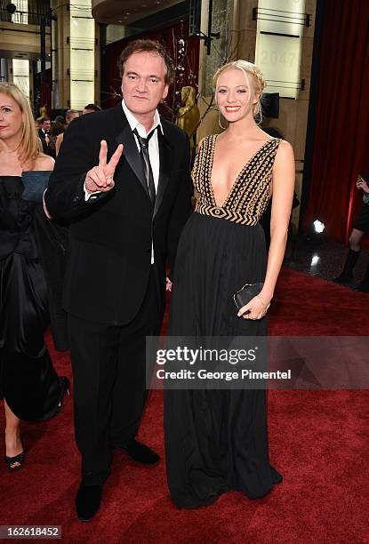 Filmmaker Quentin Tarantino and writer Lianne Spiderbaby arrive at the Oscars at Hollywood & Highland Center on February 24, 2013 in Hollywood,...