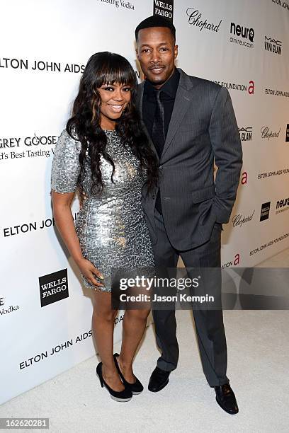 Singer Shanice and actor Flex Alexander attend the 21st Annual Elton John AIDS Foundation Academy Awards Viewing Party at West Hollywood Park on...