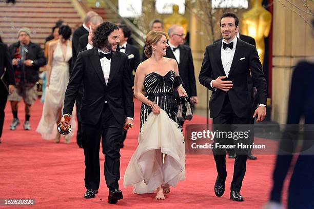 Filmmakers Sean Fine and Andrea Nix Fine depart the Oscars at Hollywood & Highland Center on February 24, 2013 in Hollywood, California.