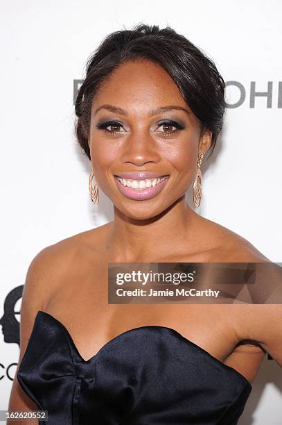 Olympian Allyson Felix attends the 21st Annual Elton John AIDS Foundation Academy Awards Viewing Party at West Hollywood Park on February 24, 2013 in...