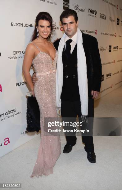 Actor Jason Davis and guest attend the 21st Annual Elton John AIDS Foundation Academy Awards Viewing Party at West Hollywood Park on February 24,...