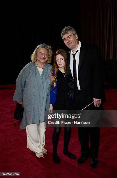 Composer Dario Marianelli and guests depart the Oscars at Hollywood & Highland Center on February 24, 2013 in Hollywood, California.