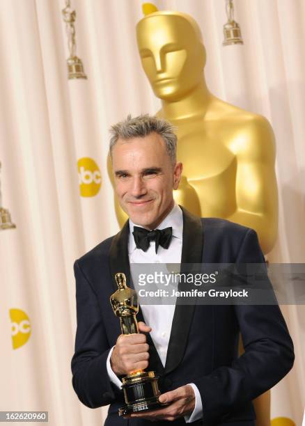 Academy Award Winner Best Actor for 'Lincoln', Daniel Day-Lewis in the press room during the 85th Annual Academy Awards held at the Loews Hollywood...