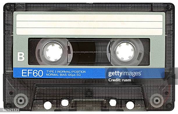 hi-res audio-kassette mit clipping path auf weißem hintergrund - audiocassette stock-fotos und bilder