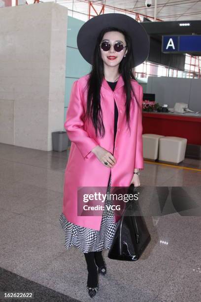 Chinese actress Fan Bingbing arrives at the BeiJing Capital Airport to leave for the 85th Academy Awards 2013 on February 23, 2013 in Beijing, China.