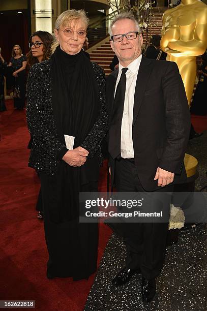 Producer Margaret Menegoz and guest arrive at the Oscars at Hollywood & Highland Center on February 24, 2013 in Hollywood, California.