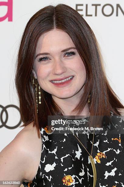 Actress Bonnie Wright arrives at the 21st Annual Elton John AIDS Foundation's Oscar Viewing Party on February 24, 2013 in Los Angeles, California.