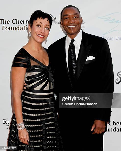 Lynn Kendall and Isiah Thomas attend the 14th annual Children Uniting Nations awards on February 24, 2013 in Beverly Hills, California.
