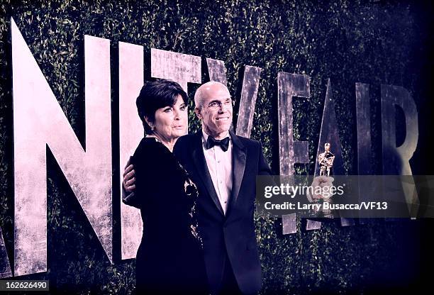 Of DreamWorks Animation Jeffrey Katzenberg and Marilyn Katzenberg attend for the 2013 Vanity Fair Oscar Party hosted by Graydon Carter at Sunset...