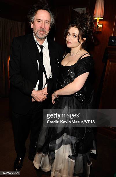 Tim Burton and Helena Bonham Carter attend the 2013 Vanity Fair Oscar Party hosted by Graydon Carter at Sunset Tower on February 24, 2013 in West...