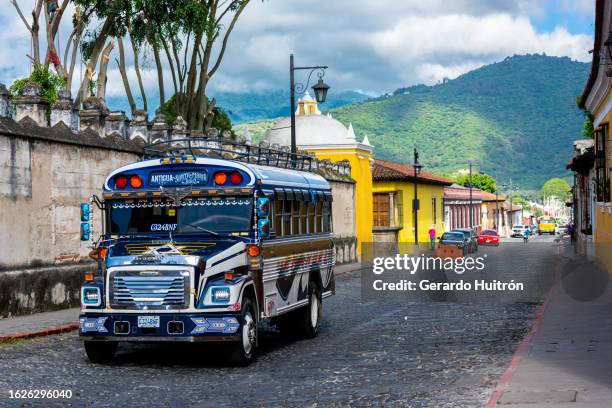 classic bus of guatemala - guatemala stock pictures, royalty-free photos & images