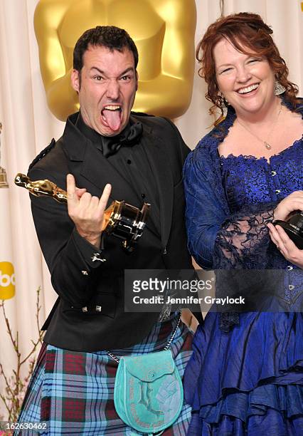 Mark Andrews and Brenda Chapman poses in the press room during the 85th Annual Academy Awards held at Hollywood & Highland Center on February 24,...