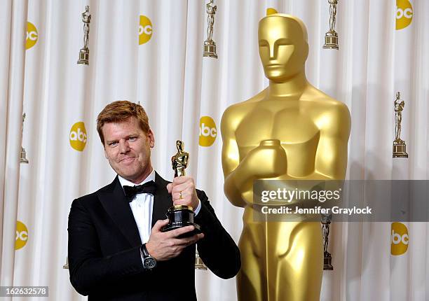 Director John Kahrs, winner of the Best Animated Short Film award for 'Paperman,' in the press room during the 85th Annual Academy Awards at Loews...