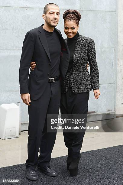 Janet Jackson and Wissam al Mana attend the Giorgio Armani fashion show during Milan Fashion Week Womenswear Fall/Winter 2013/14 on February 25, 2013...