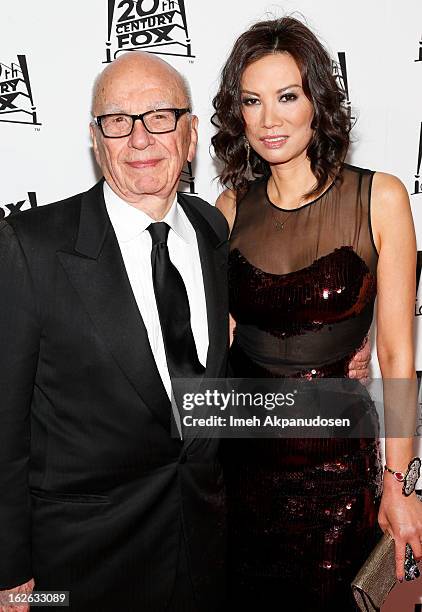 Rupert Murdoch and his wife, Wendi Deng Murdoch, attend the 20th Century Fox And Fox Searchlight Pictures' Academy Award Nominees Celebration at Lure...