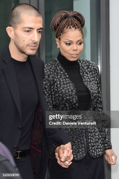 Janet Jackson and Wissam al Mana attend the Giorgio Armani fashion show during Milan Fashion Week Womenswear Fall/Winter 2013/14 on February 25, 2013...