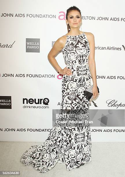 Nina Dobrev arrives at the 21st Annual Elton John AIDS Foundation Academy Awards viewing party held at West Hollywood Park on February 24, 2013 in...