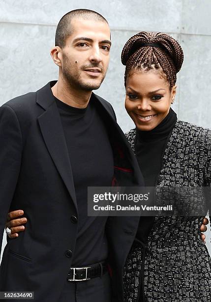 Wissam al Mana and Janet Jackson attend the Giorgio Armani fashion show during Milan Fashion Week Womenswear Fall/Winter 2013/14 on February 25, 2013...